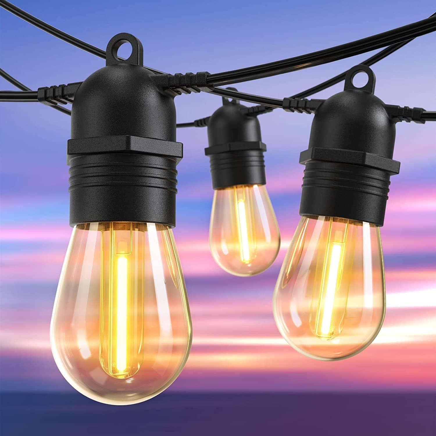 Festoon Lights Outdoor, GlobaLink 53FT/16M S14 Outdoor Garden LED String Lights,...