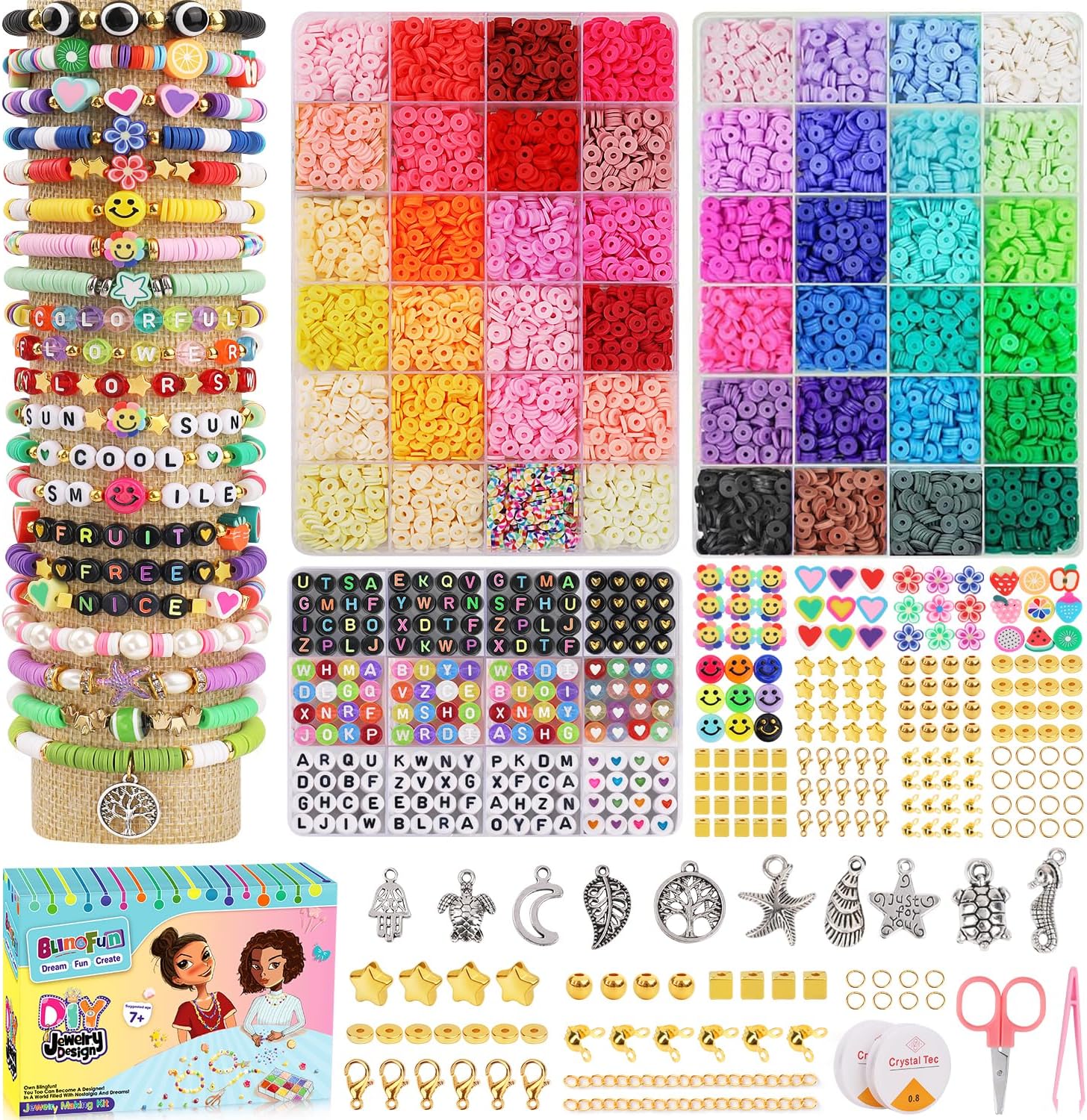 12000Pcs Clay Beads Making Kit,64 Colors 3 Boxes Polymer Clay Friendship Bracele...