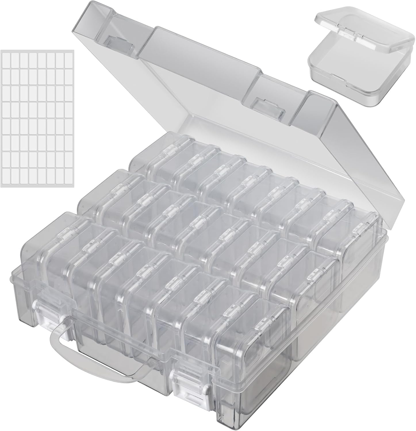 Clear Bead Organizer Box, Special Bead Storage Solution with 24Pcs Small Plastic...