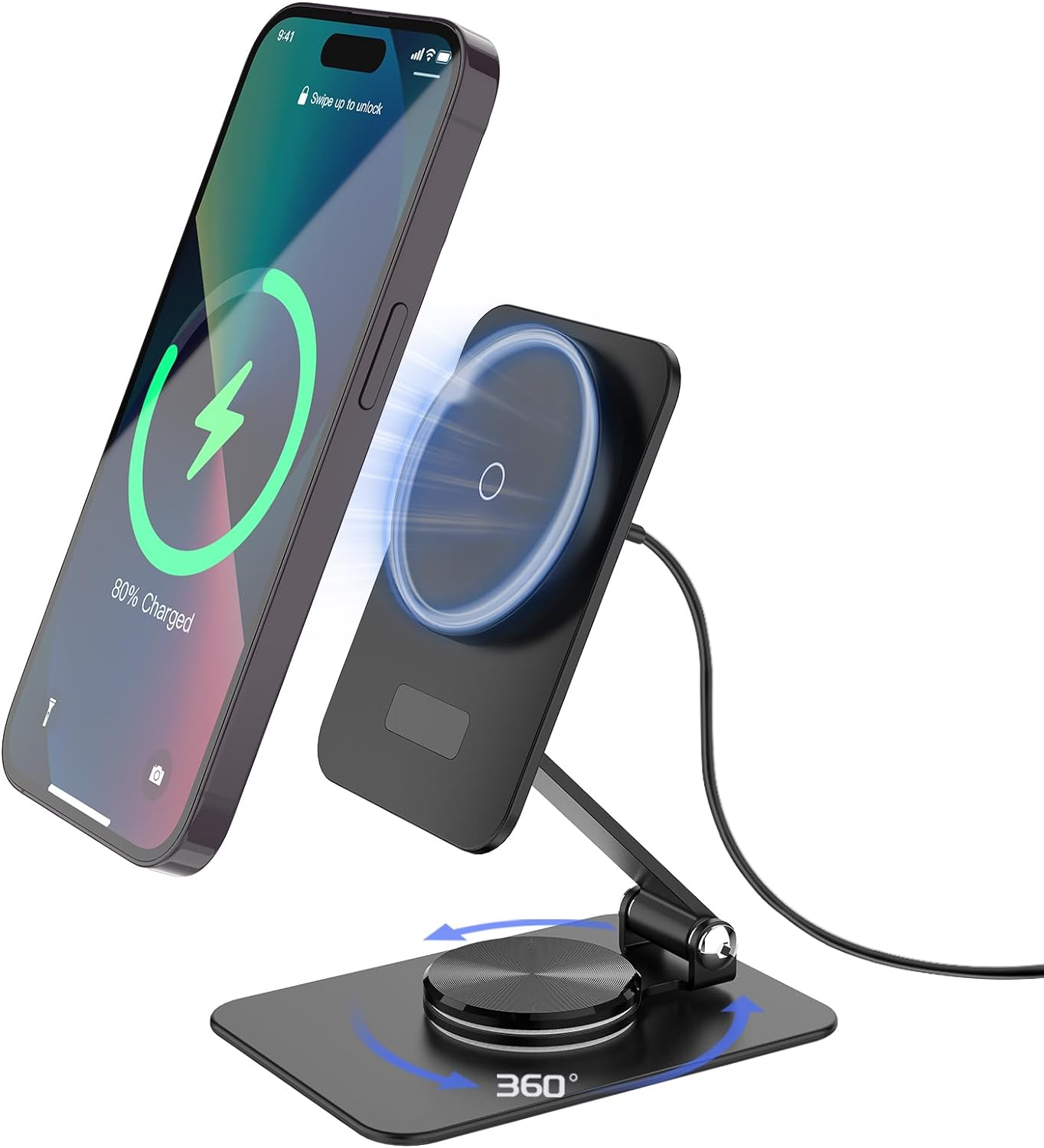 Wireless Charger for Mag-safe Charger Stand, Affordable Aluminum Stand Foldable...