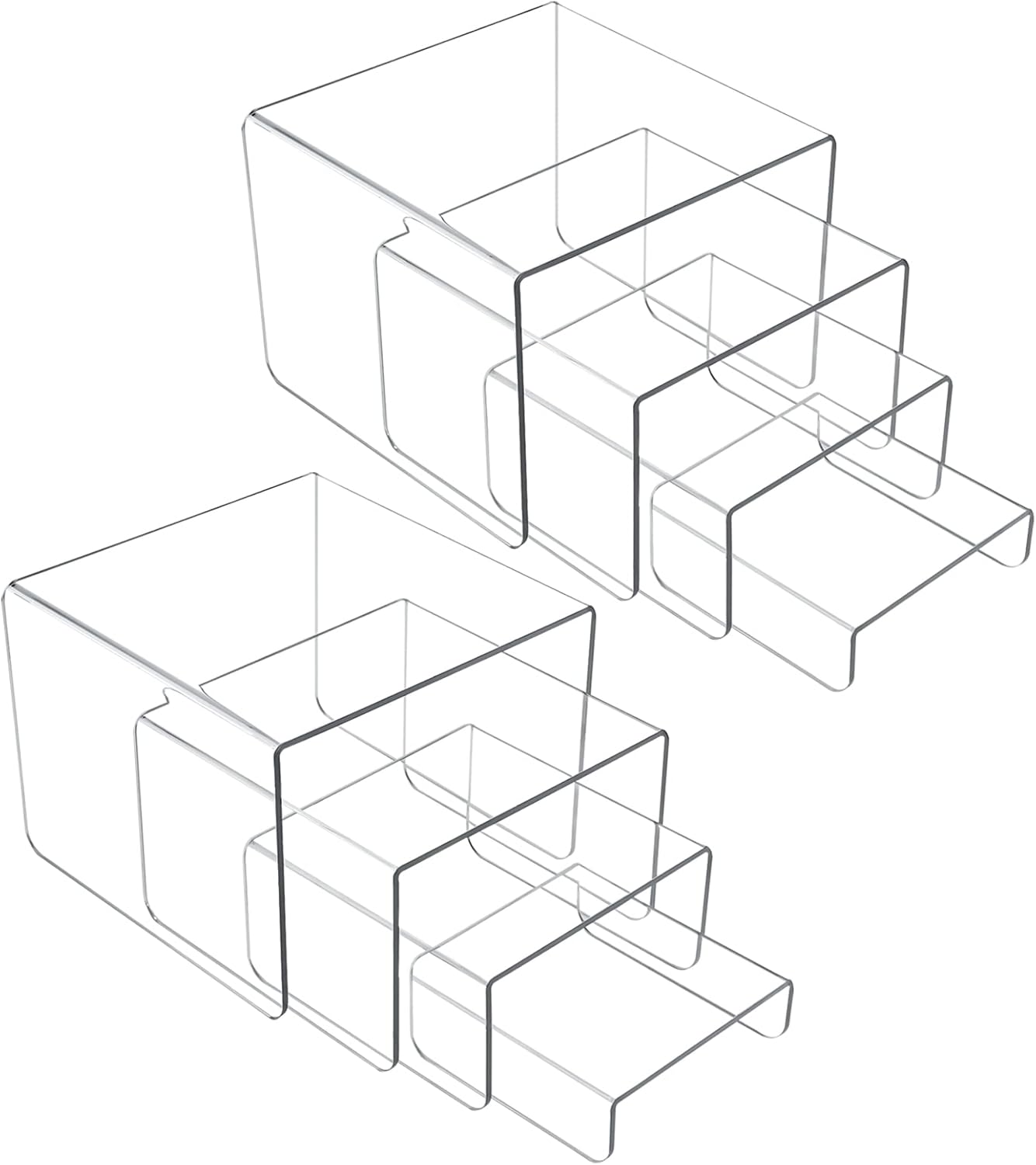 Special MerryNine 8 PCS Acrylic Risers, Unique Display Stand for 4-Tier Clear Di...