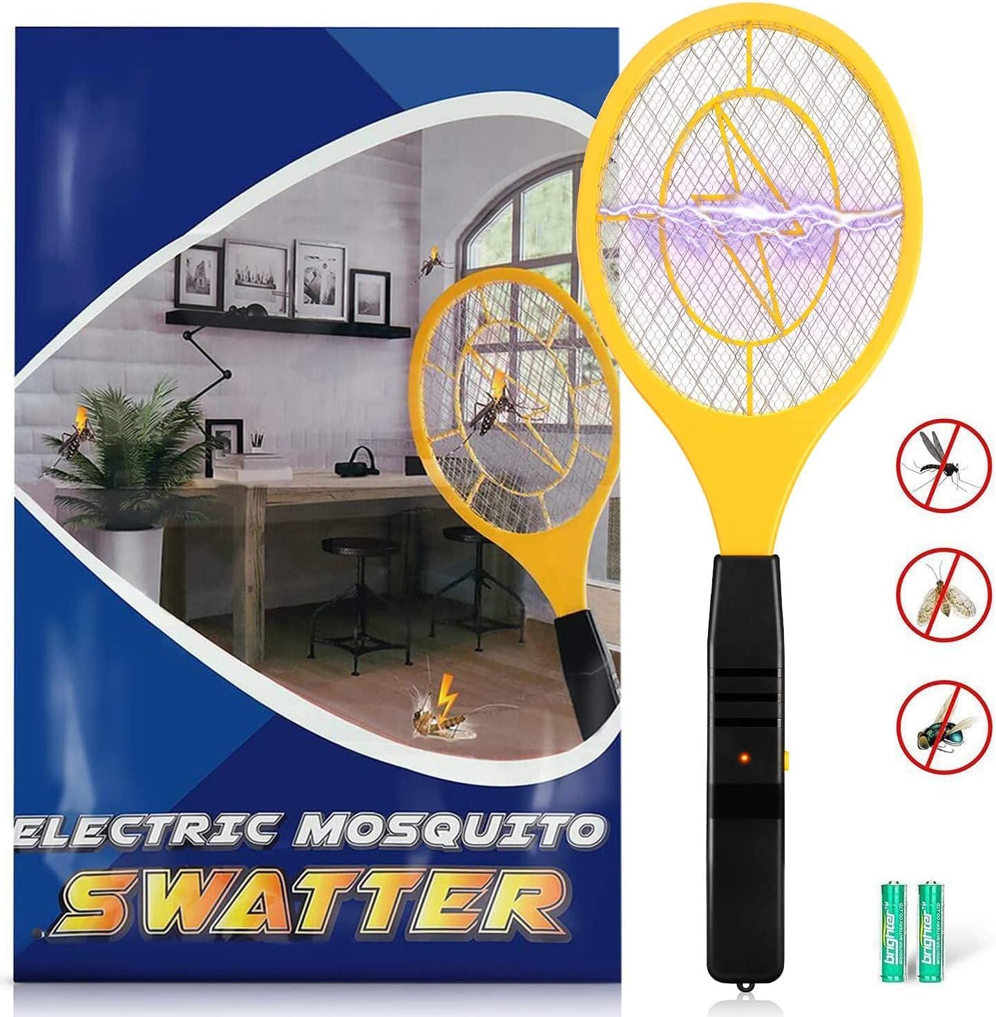 Karvipark Bug Zapper, Fly Zapper Racket with 2 AA Batteries, Electric Fly Swatte...
