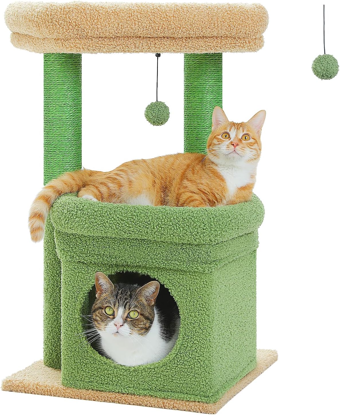 PAWZ Road Small Cat Tree, Multi-Level Cat Tower with Sisal-Covered Scratching Po...