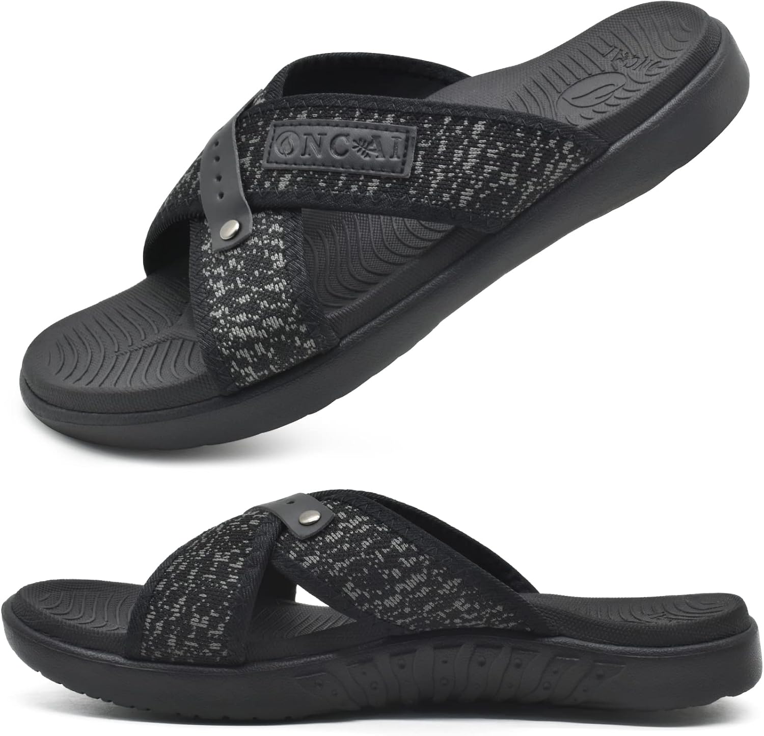 ONCAI Mens Criss Cross Sandals, Special Sport Slides Slippers with Arch Support,...
