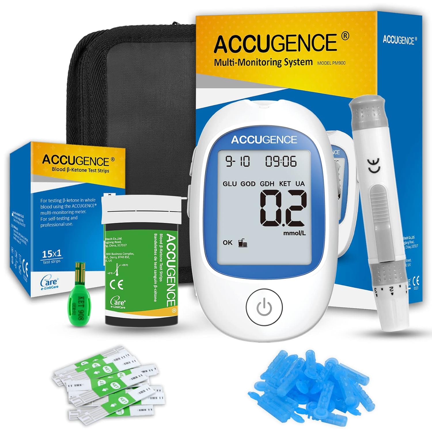 ACCUGENCE Blood Ketone Testing Kit, Special Ketone Monitor with 15 Blood Ketone...