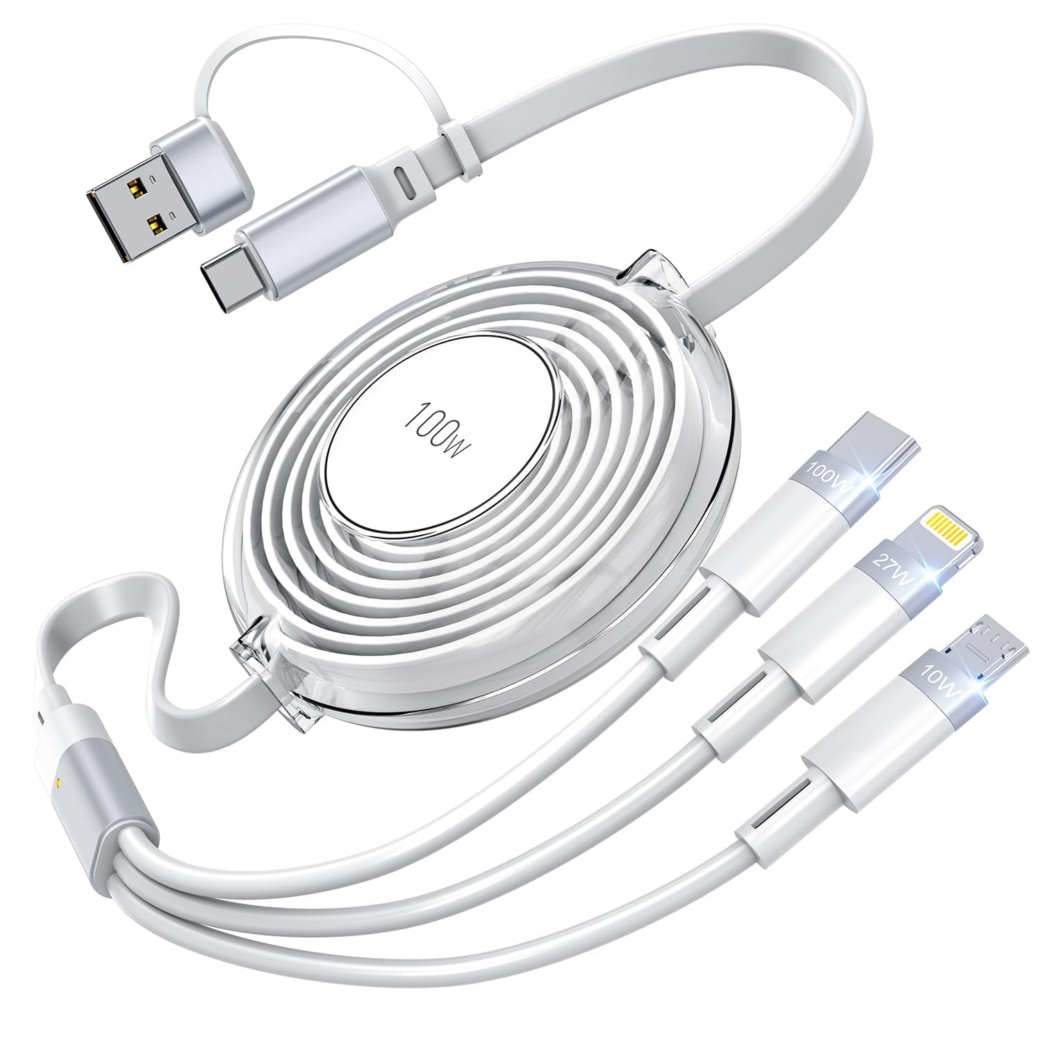 Retractable iPhone Charger, Special 3-in-1 Multi Charging Cable, High-Quality 10...