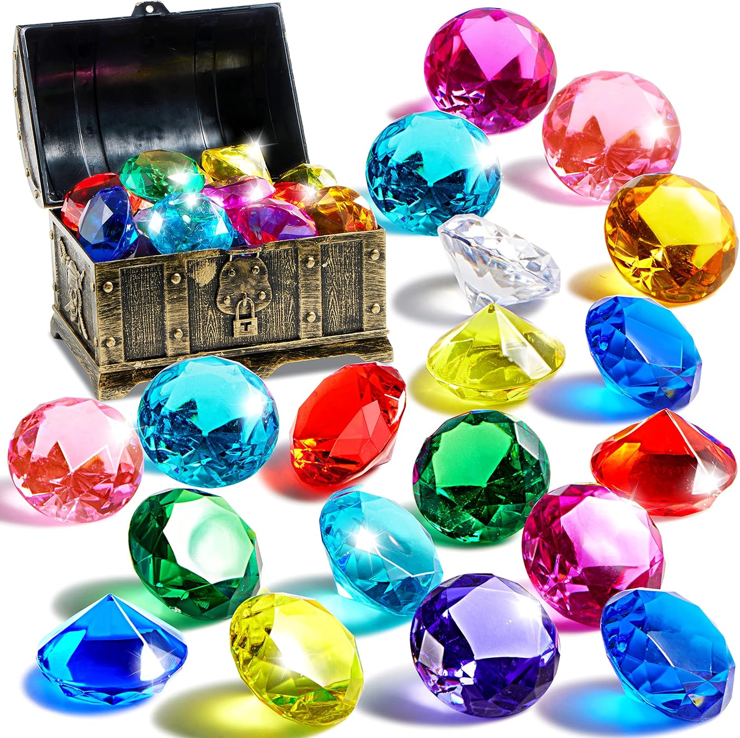 Sloosh Diving Gems Pool Toys, 16 Big Colorful Diam...