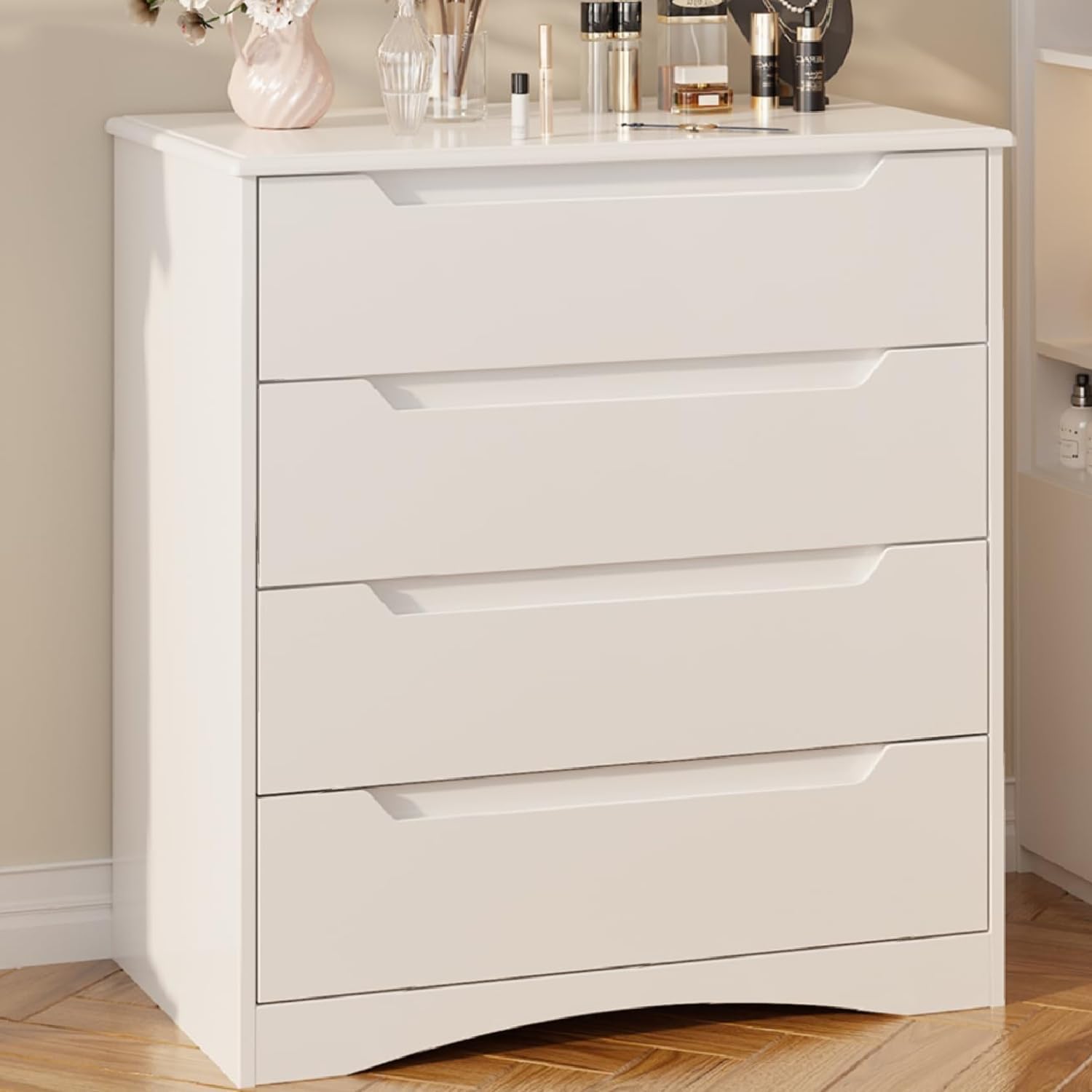 Gizoon 4 Drawer Dresser, White Chest of Drawers with Large Storage Capacity, Bed...