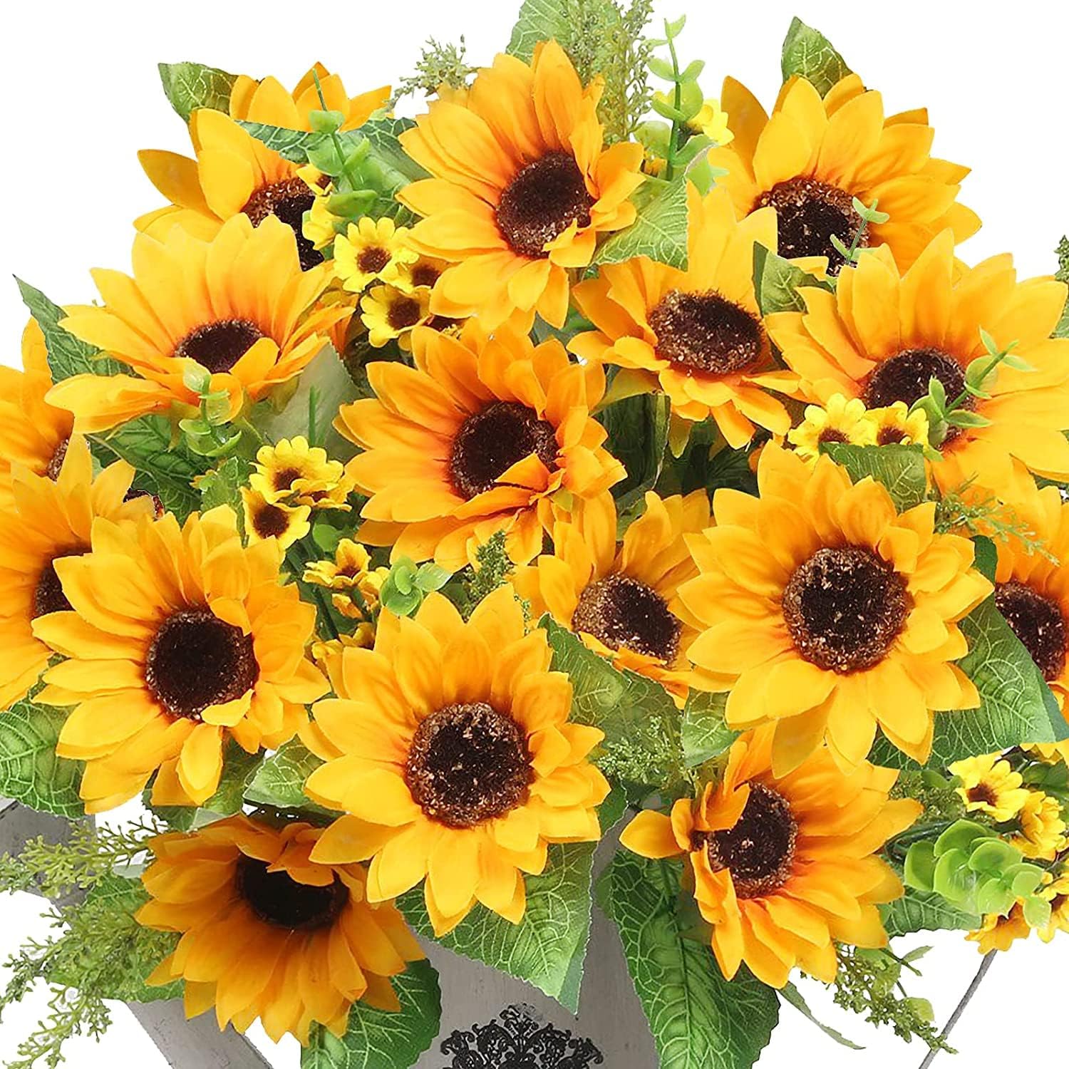 AmyHomie Artificial Sunflower Bouquets,2 Bunches Fake Wildflowers for Baby Showe...