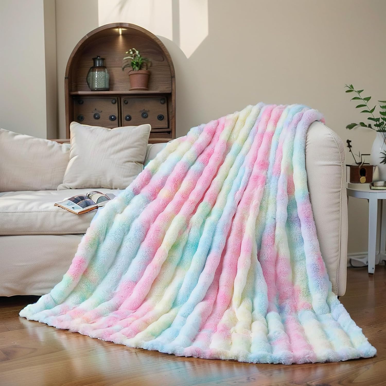 GKXLH Luxury Plush Blanket - Super Soft Fluffy Blanket Cozy Fuzzy Throws for Sof...