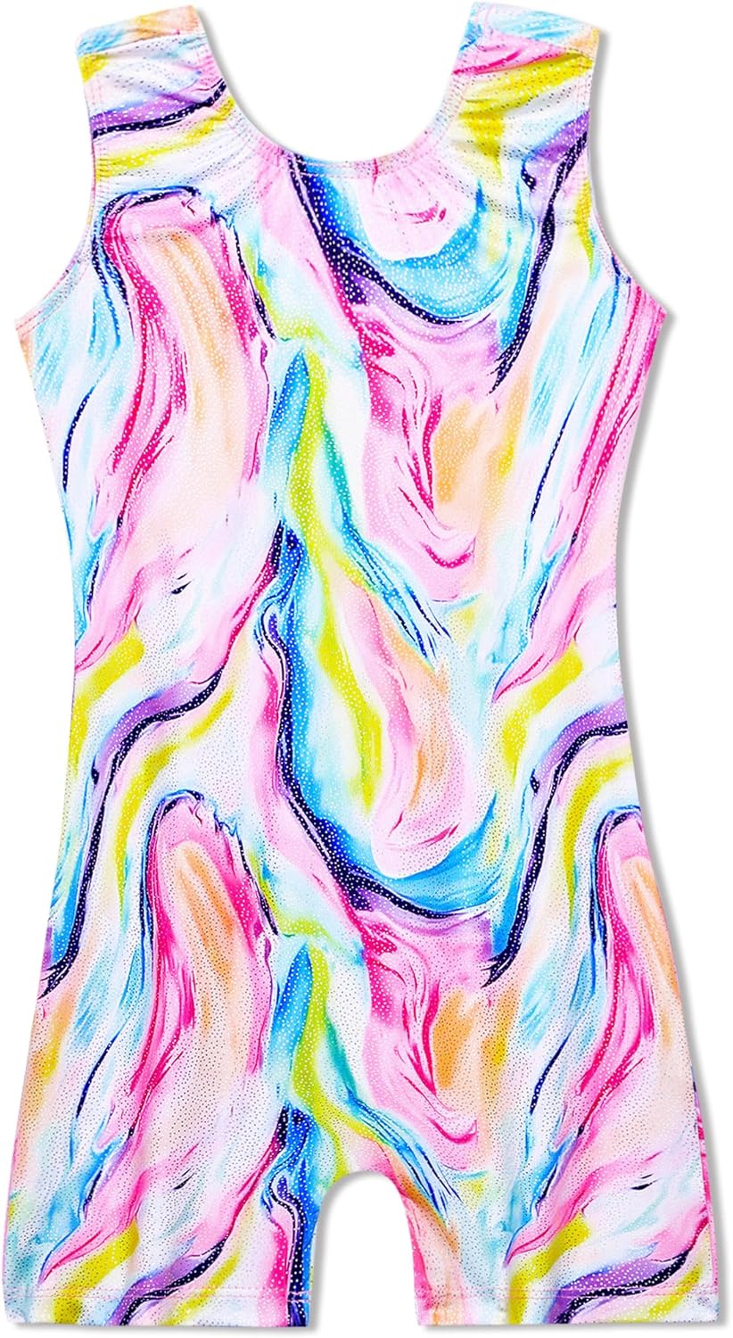 Domusgo Gymnastics Leotards for Girls Sparkly One-Piece Pro Kids Unitard Biketar...