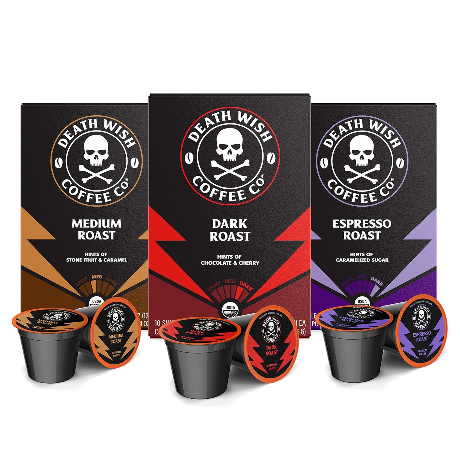 Death Wish Coffee Co., Single Serve Coffee - Extra Kick of Caffeine - 10 Each of...