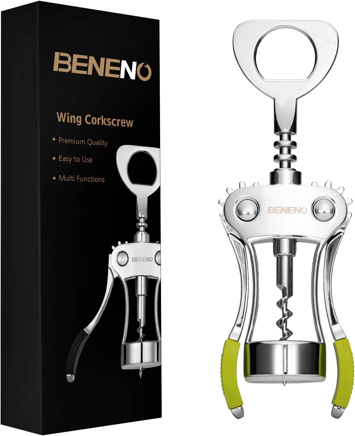 Wine Bottle Openers, BENENO Zinc Alloy Premium Wing Corkscrew Wine Opener with M...