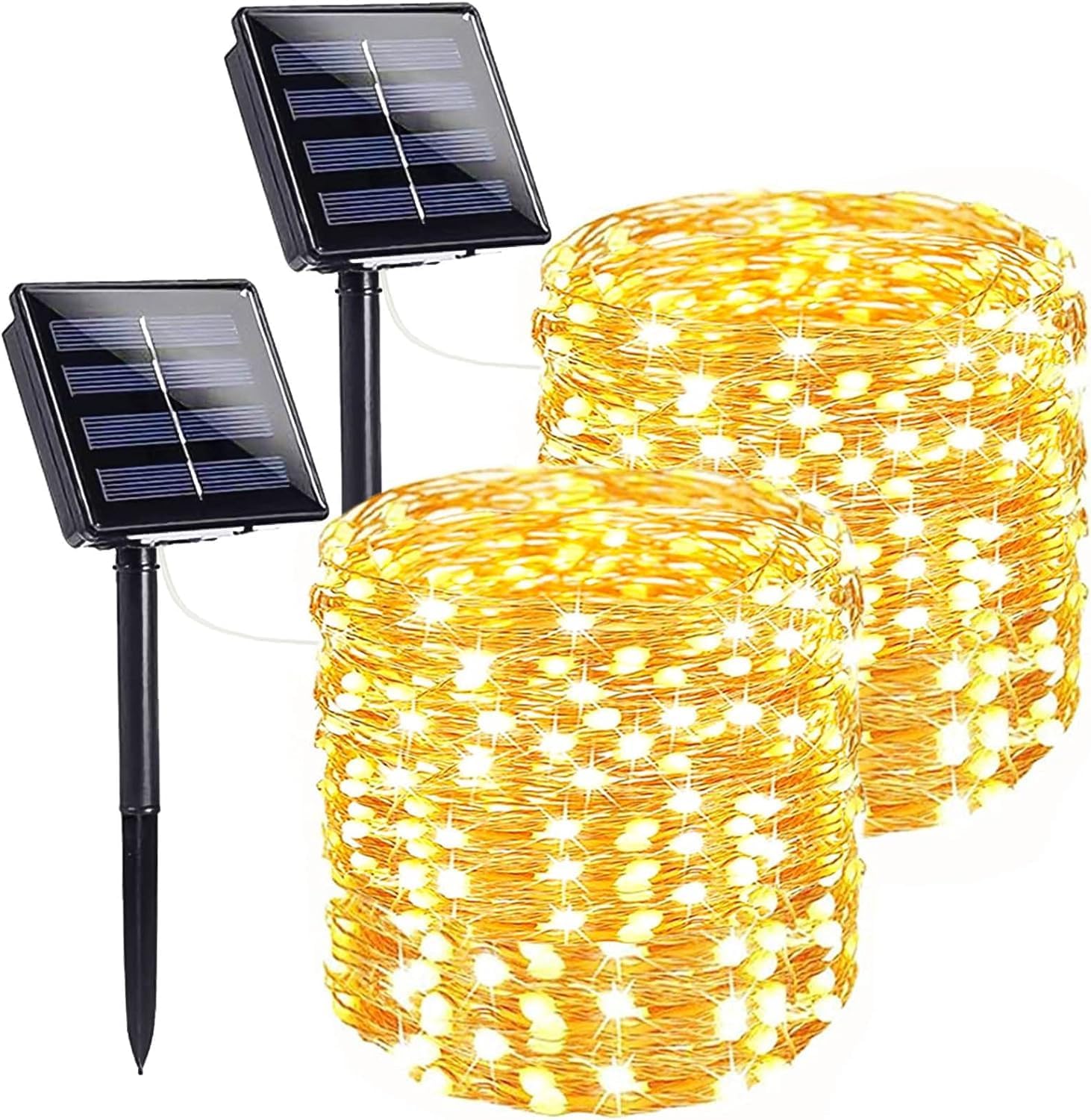 2-Pack 66FT 200 LED Solar String Lights Outdoor, Solar Powered Waterproof Solar...