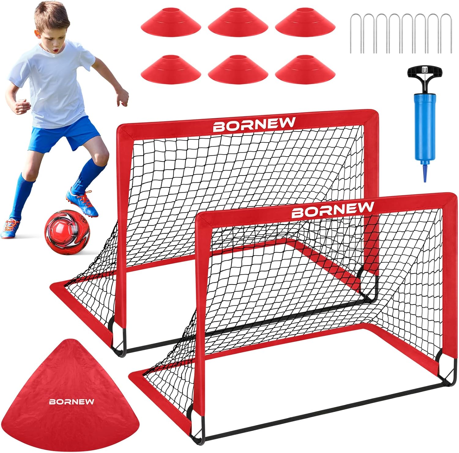 Kids Soccer Goal for Backyard Set - 2 Set of 6X4 /...