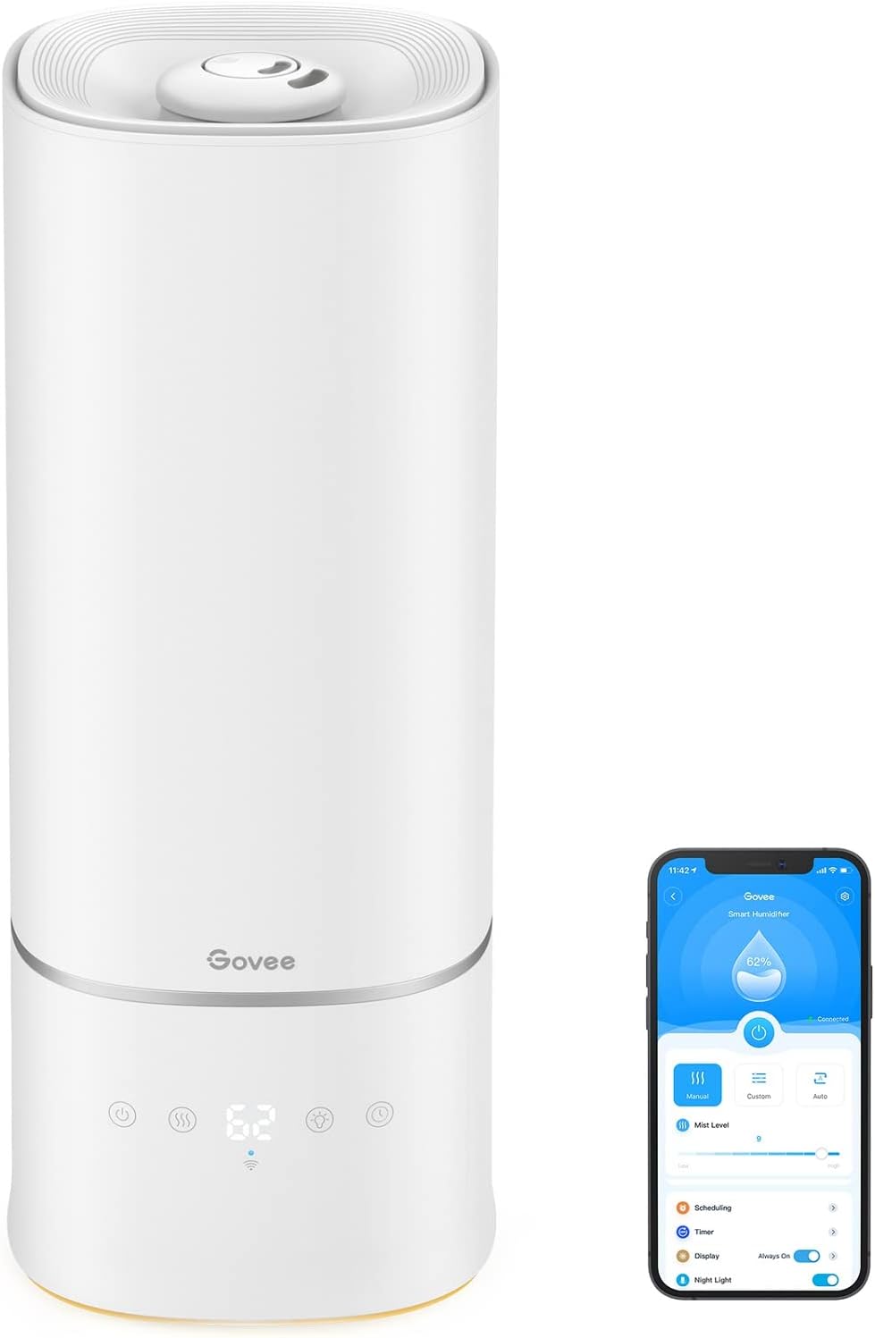 Govee 6L Smart WiFi Humidifiers for Bedroom Large Room Plants, Top Fill Cool Mis...