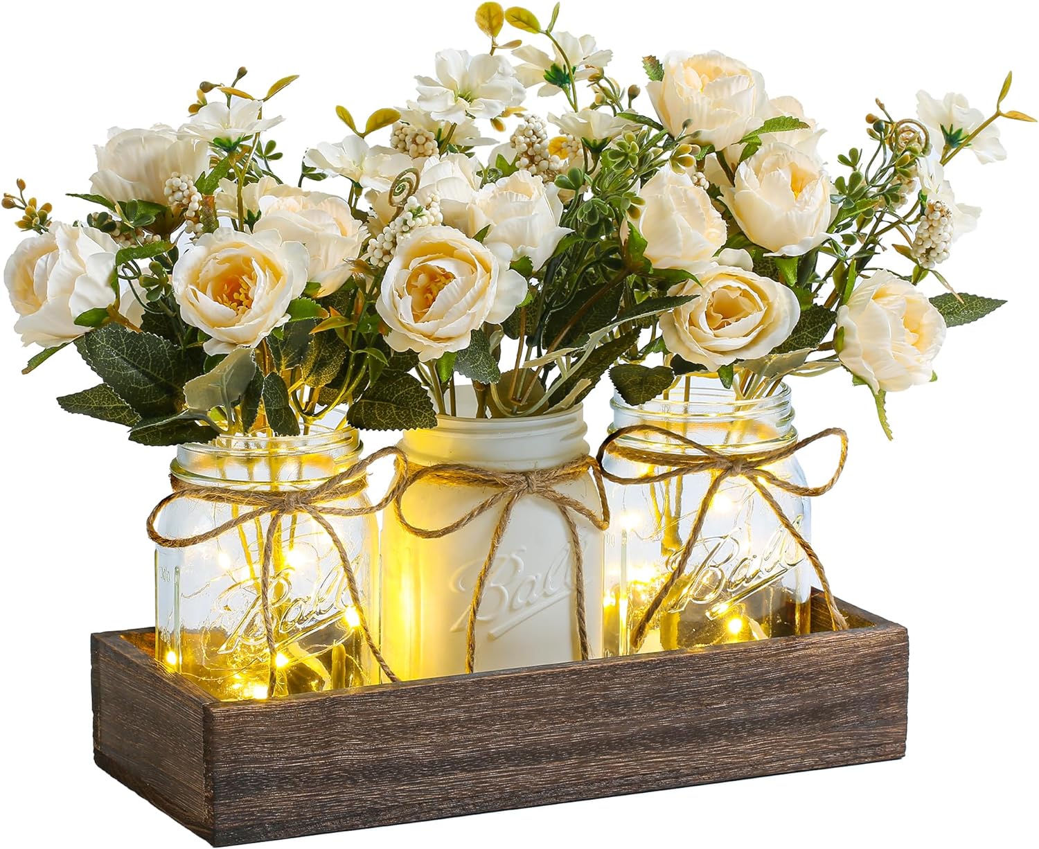 3 Pcs Mason Jar Centerpiece Table Decorations for Dining Table Decor Farmhouse C...