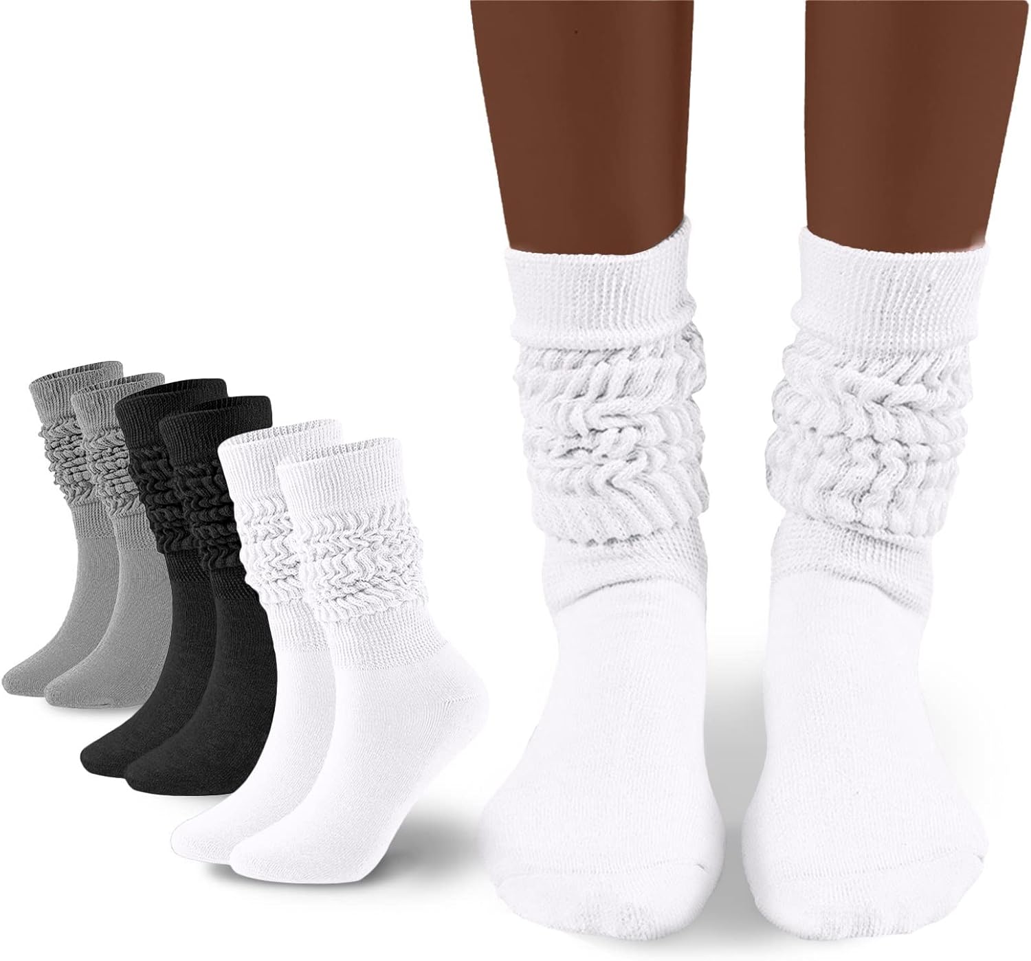 Flydo Womens Slouch Sock Scrunch Socks Soft Long Boot Socks for Women Stacked Hi...