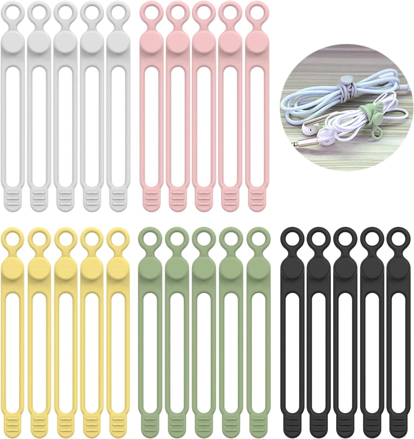 [25Park]UMUST Silicone Cable Ties,Reusable Cable Management Organizer,Cable Stra...