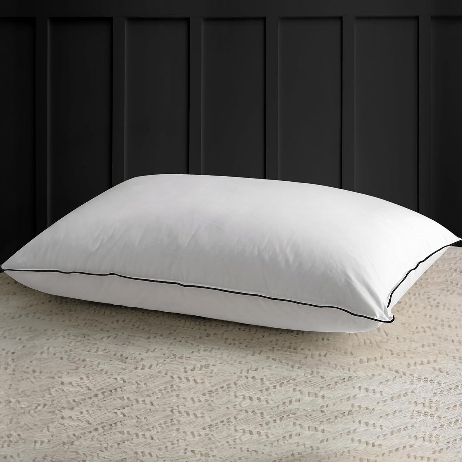 APSMILE Medium Firm Feather Down Pillows Standard Size Pack of 1, Luxury Goose F...