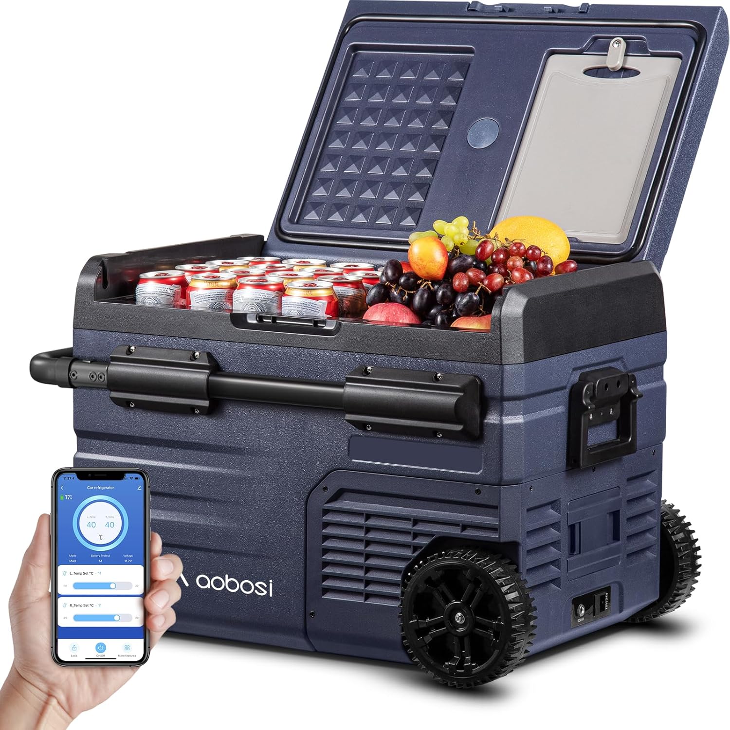 AAOBOSI Compressor Cool Box Dual Zone, Cool Box Car with WiFi App Control, USB P...
