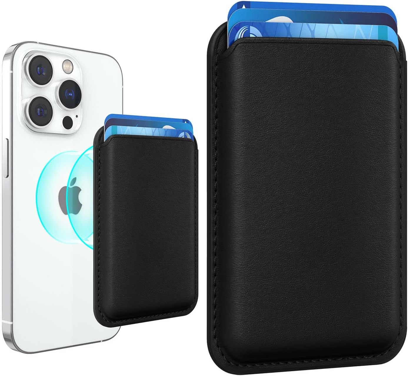 Stronger Magnetic Wallet Cell Phone Card Holder for iPhone 15 Series, RFID Leath...