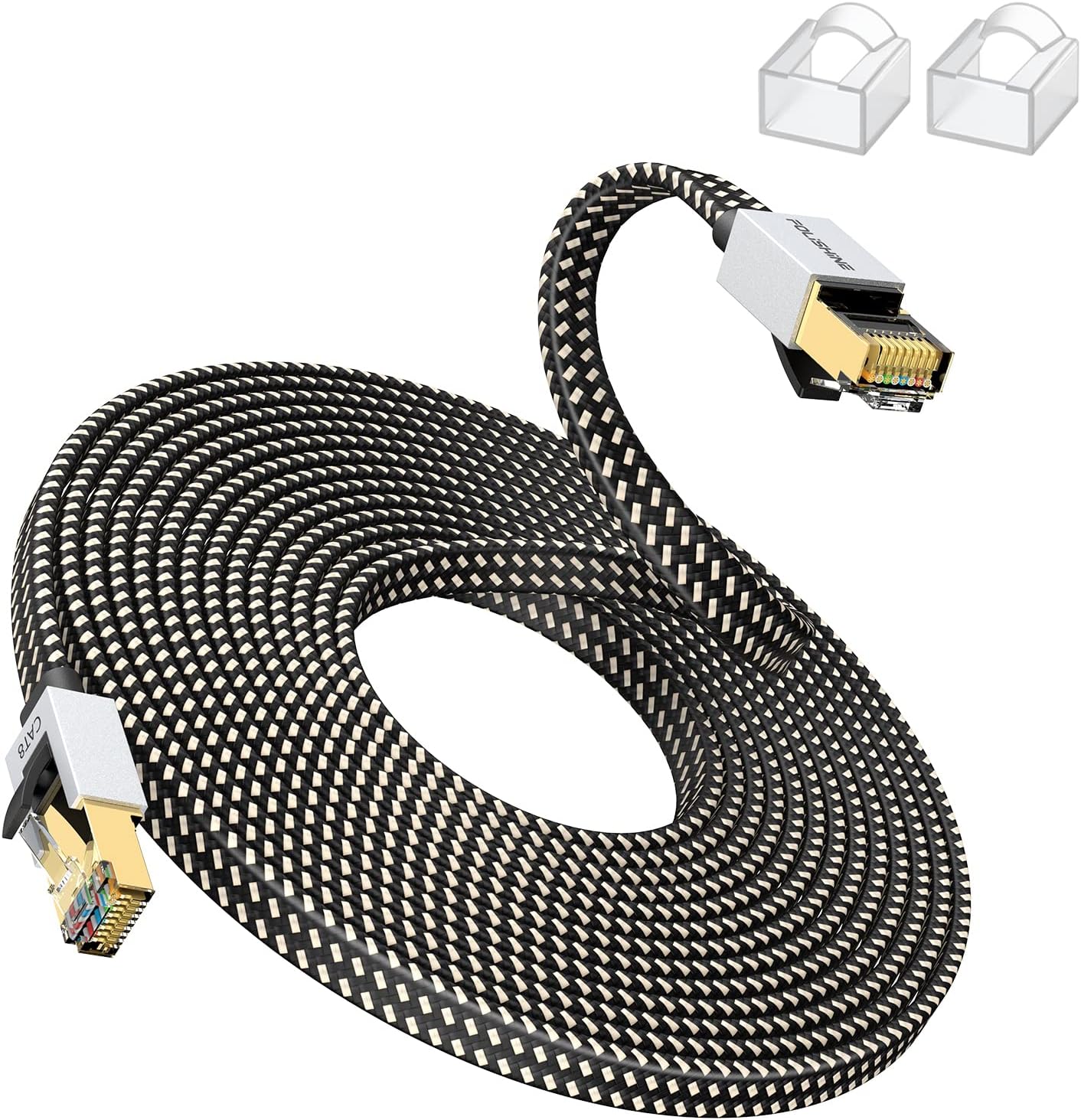 Folishine Ethernet Cable 30m, Cat 8 High Speed Flat Gigabit RJ45 Lan Network Cab...