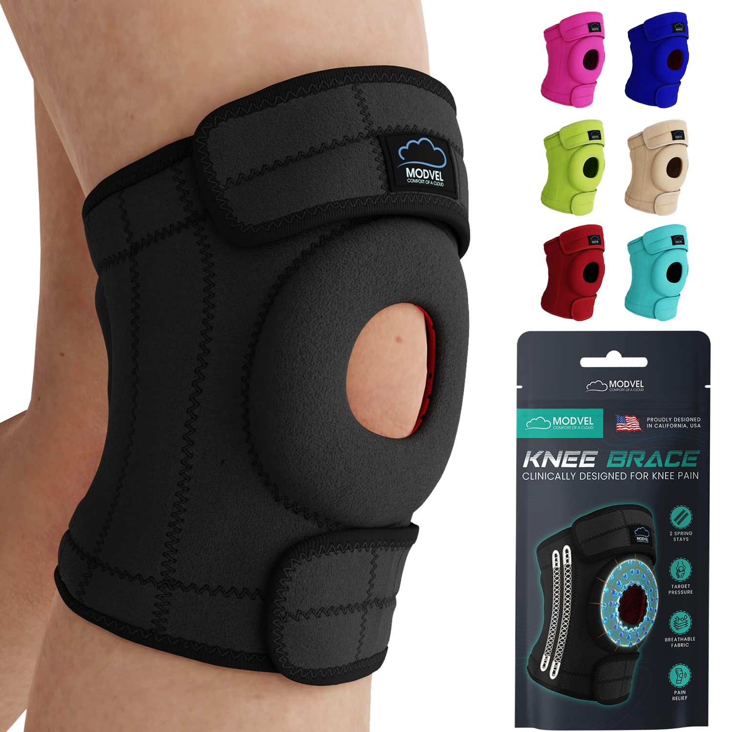 MODVEL ELITE Knee Brace for Women & Men with Side Stabilizers, Patella Gel Pads...