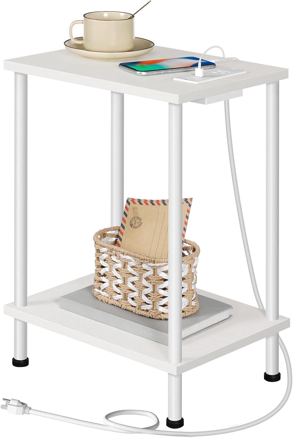 HOOBRO Side Table, Special End Tables with Charging Station, Innovative Nightsta...
