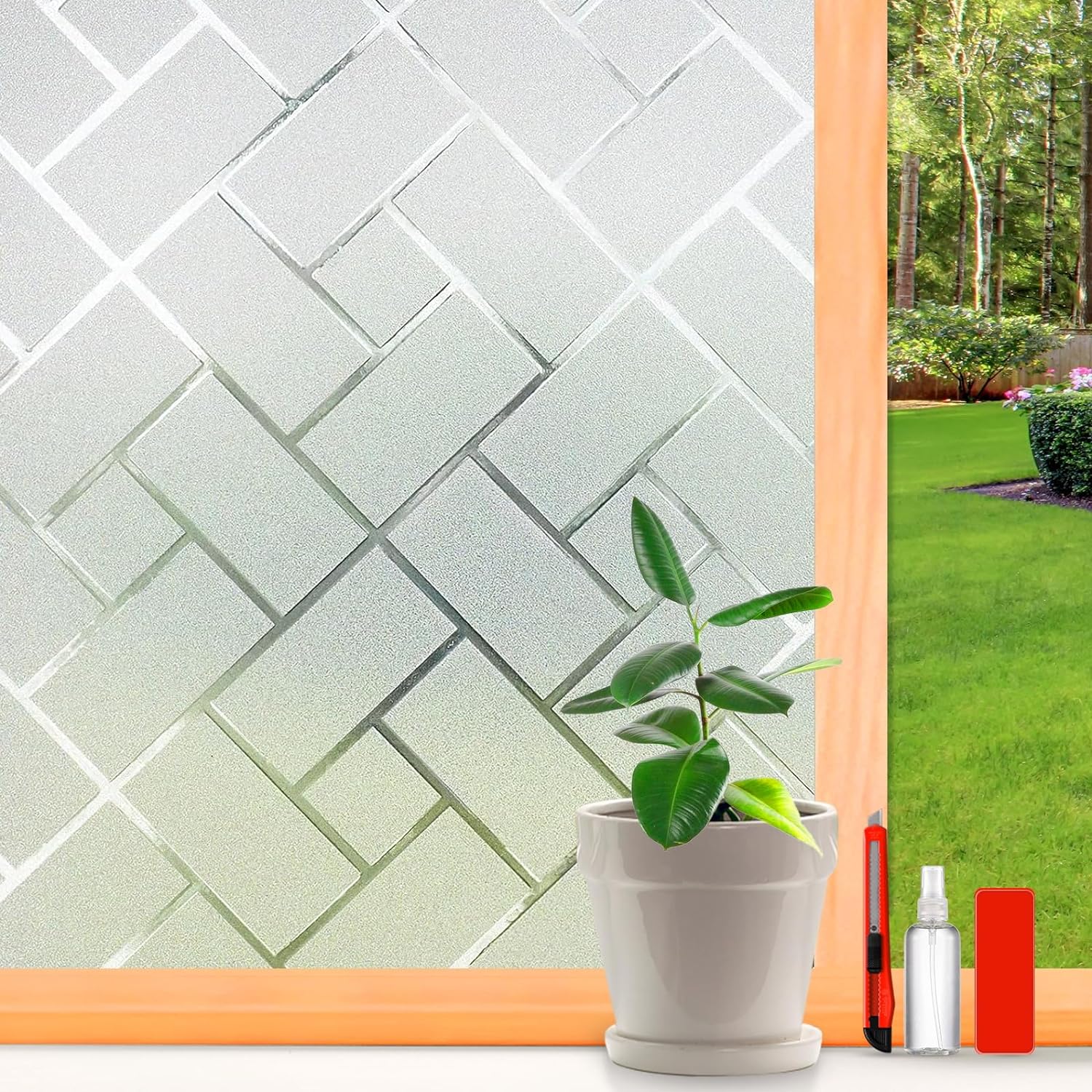 Window Privacy Film Frosted Glass Window Film Sun Blocking Window Tinting Film f...