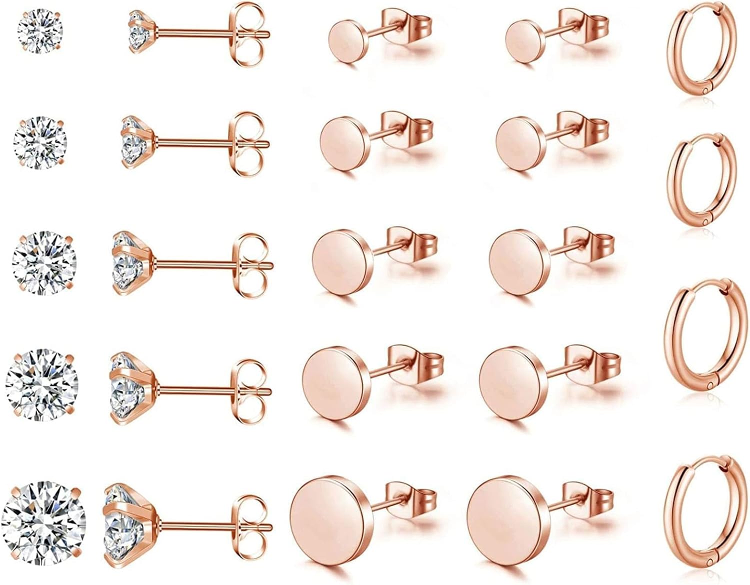 10 Pairs Surgical Steel Earrings Sets for Multiple...
