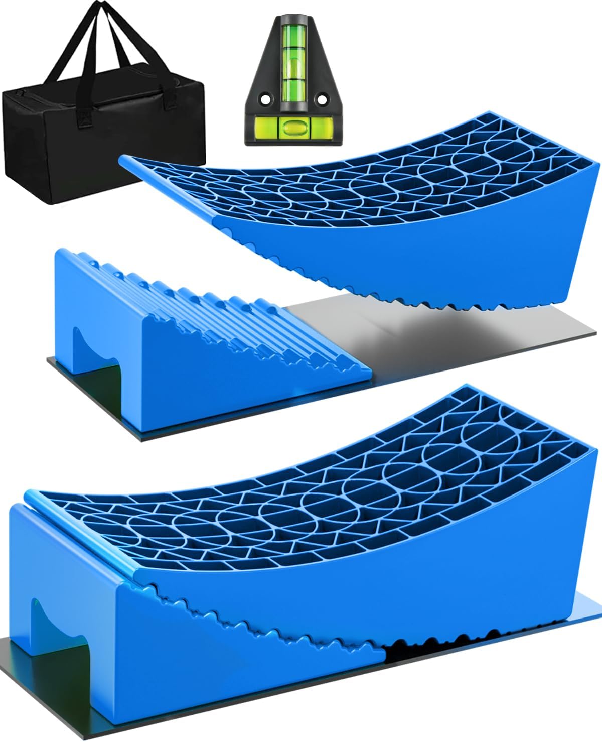 RV Leveling Blocks Ramp Kit, 2 Packs Camper Leveler System for Travel with Two C...