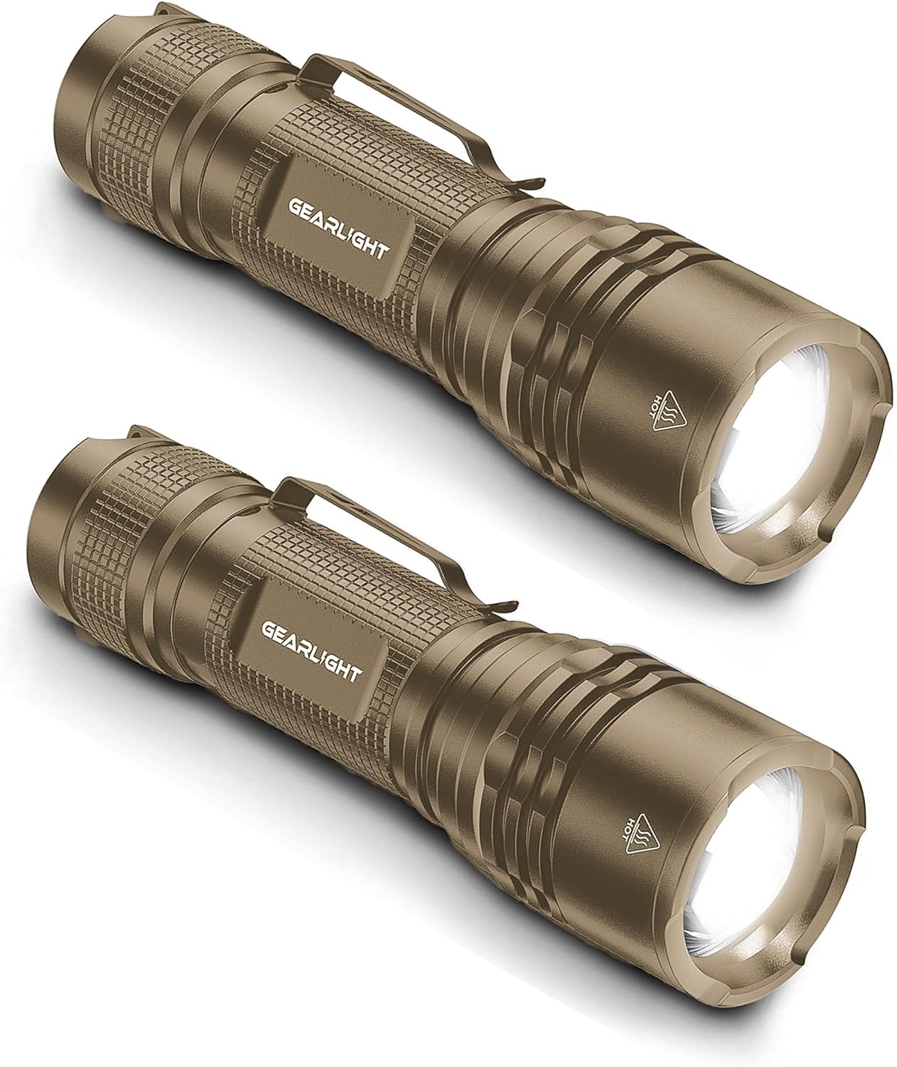 GearLight TAC LED Flashlight Pack - 2 Super Bright, Compact Tactical Flashlights...