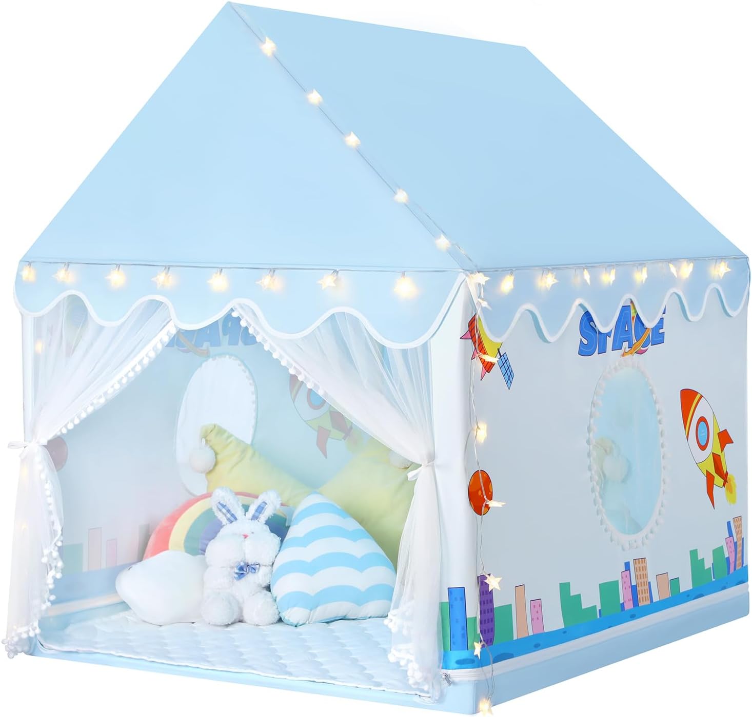 Wilwolfer Kid Tent with Mat, Star Lights - Kids Play Tents for Toddlers Kids Ten...