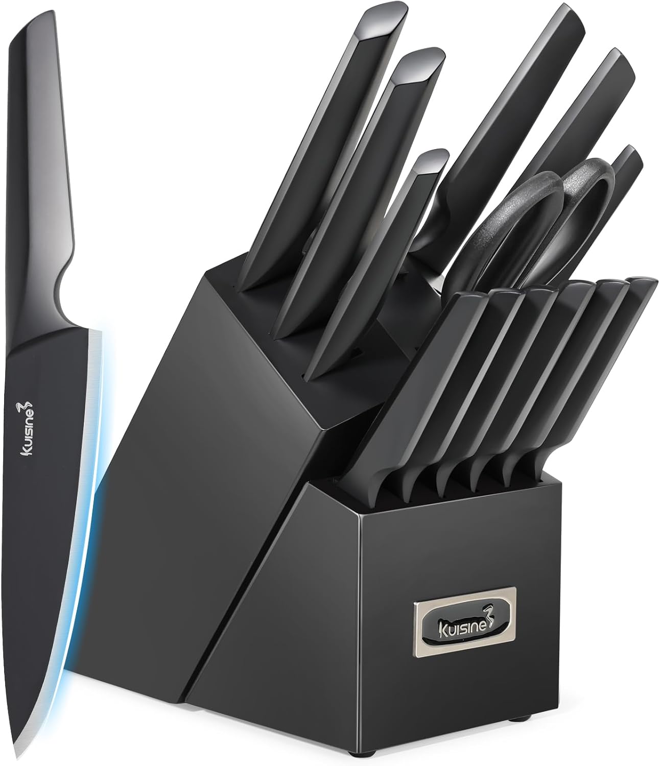 Kitchen Knife Set One-piece Molding 15PCS, German High Carbon Stainless Steel Ul...