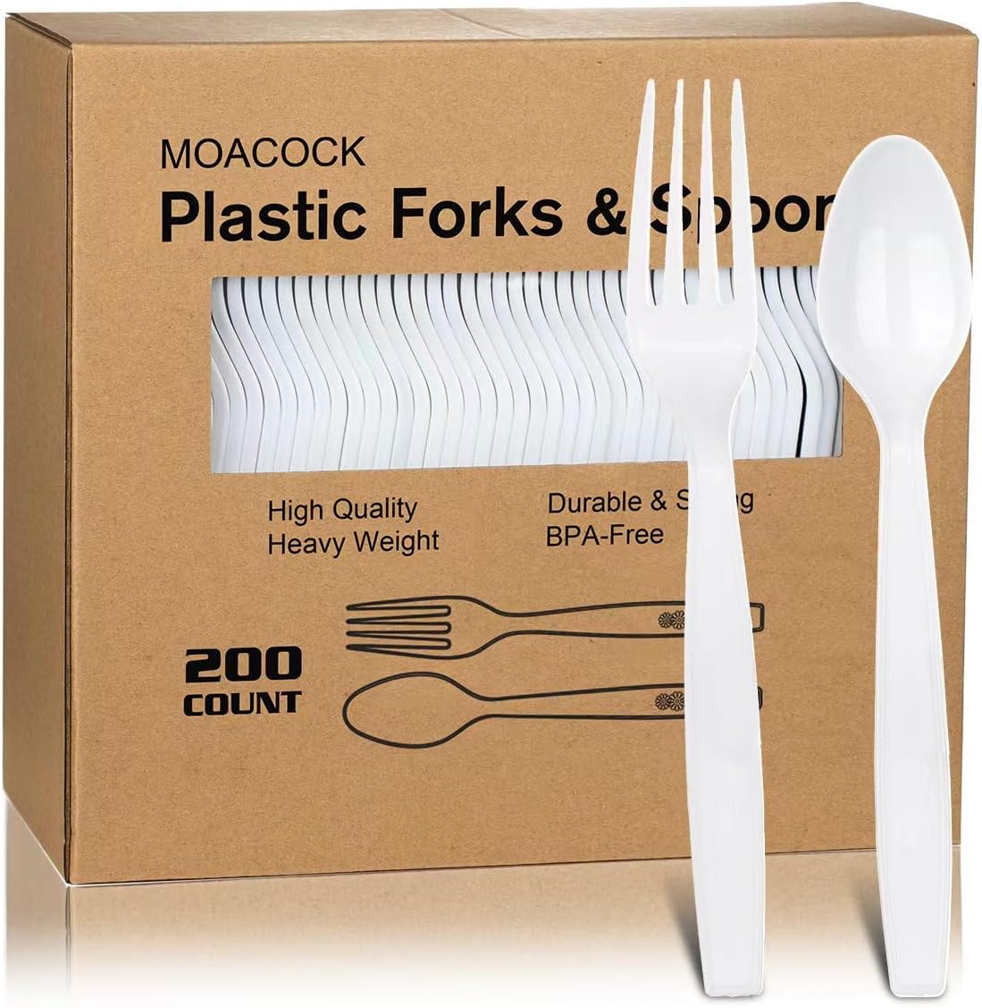 **Best 200 Count White Plastic Silverware, Special Heavy Weight Plastic Forks Sp...