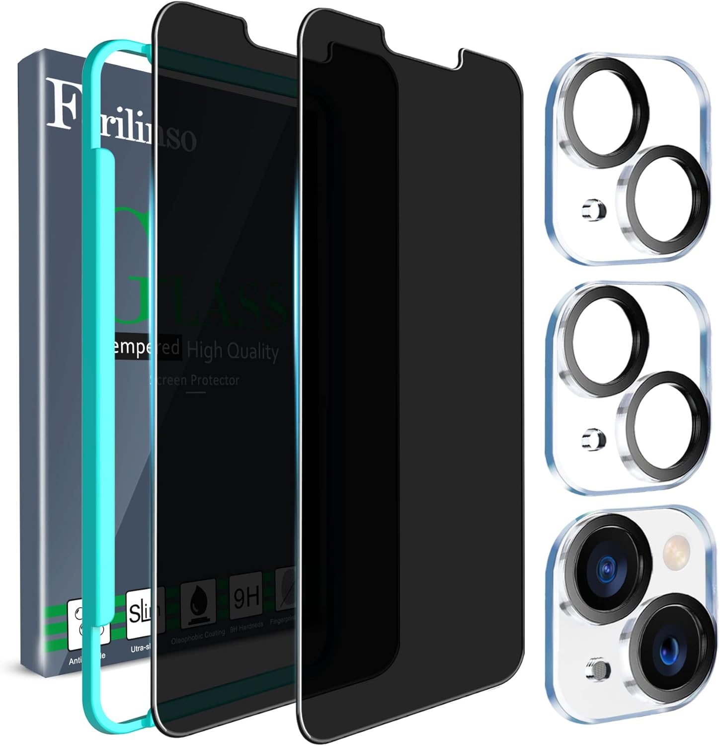 Ferilinso for iPhone 13/ 14 Privacy Screen Protector 2 Pack 9H Anti Spy Tempered...