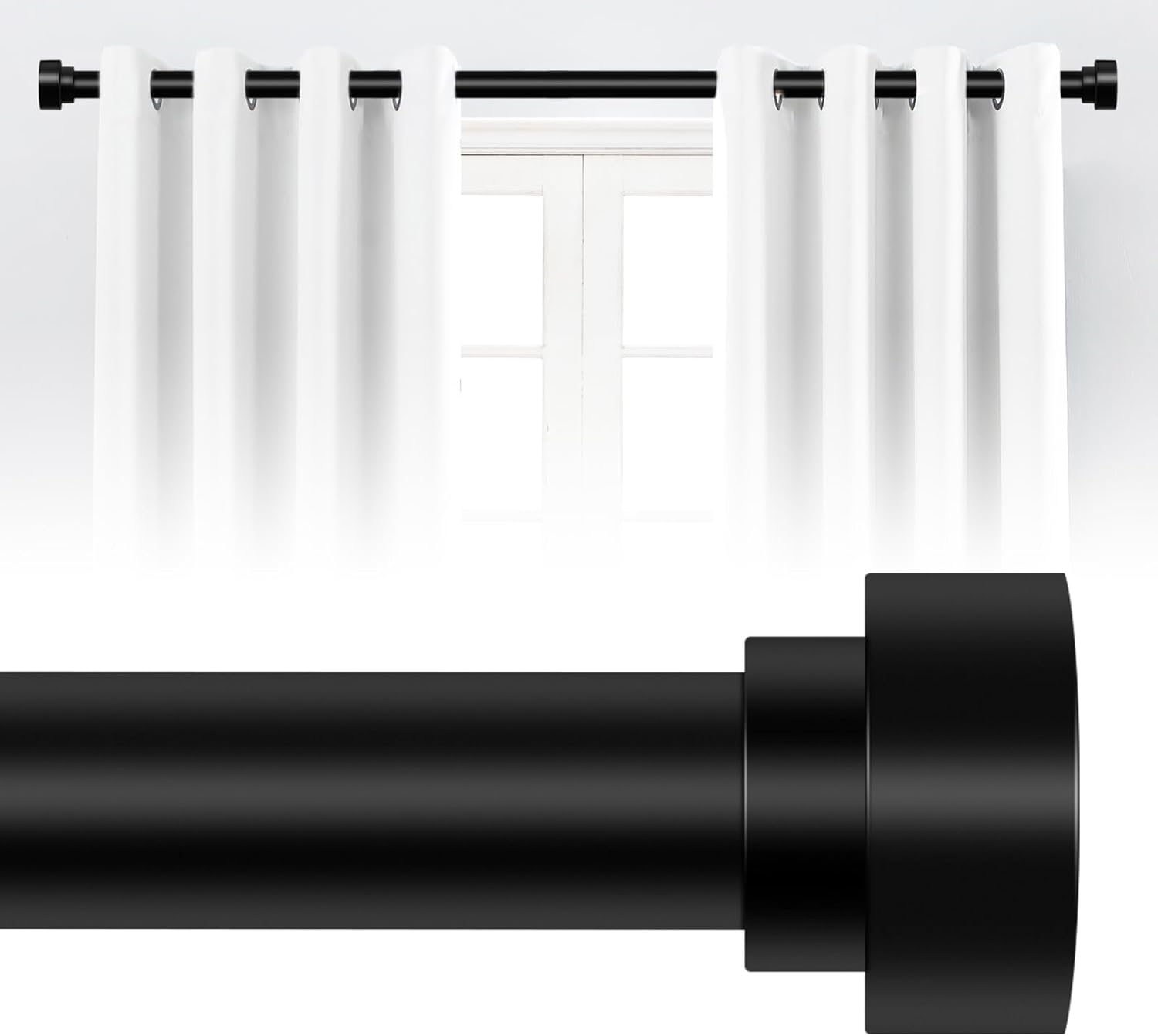 HEI! DEAR Black Curtain Rods for Windows 28 to 48 Inch(2.3-4ft),1 Inch Adjustabl...