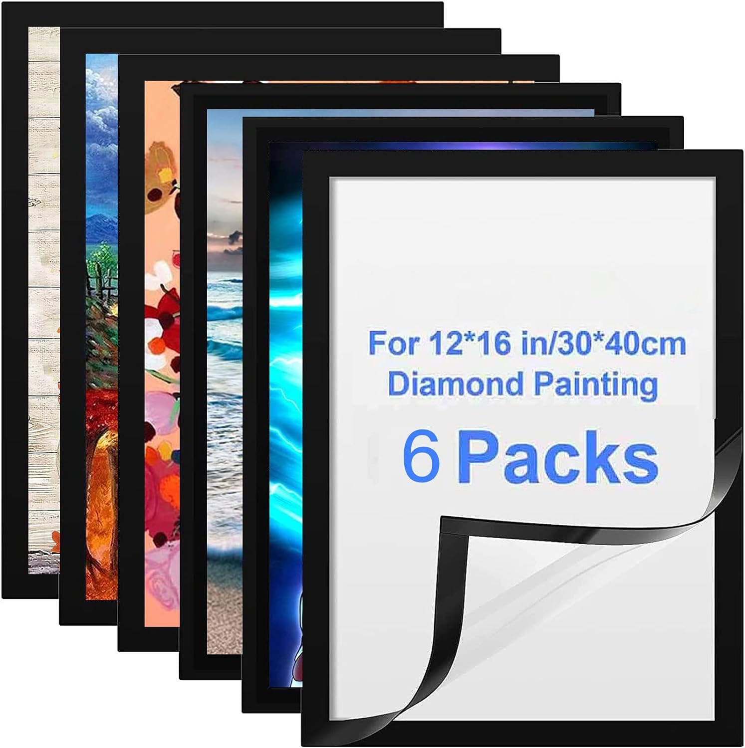 6 Pack Diamond Painting Frames, Frames for 12x16in/30x40cm Diamond Painting Canv...