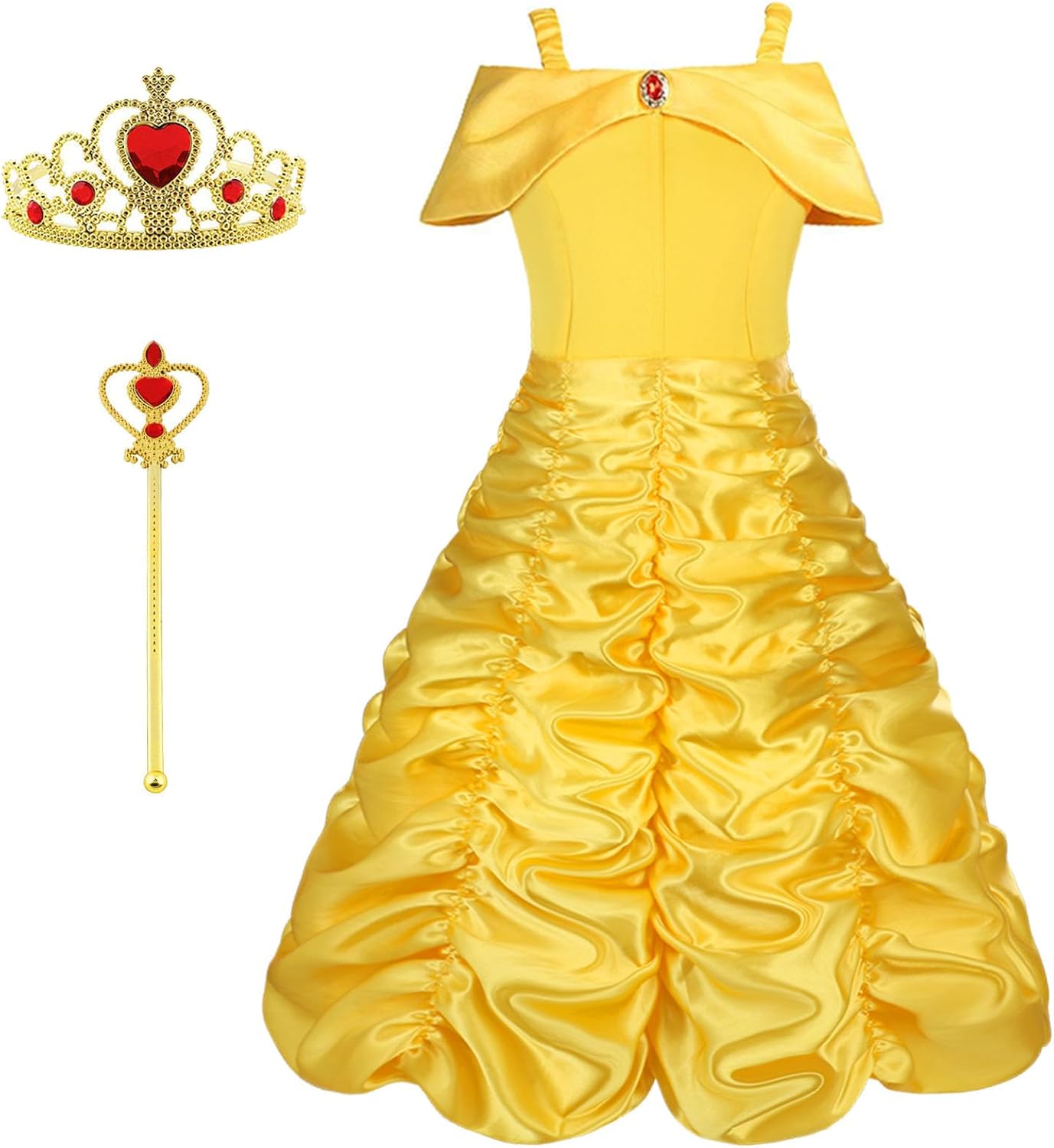 Vicloon Princess Belle Costume, Special Dress with Crown Wand Gloves Necklace Ri...