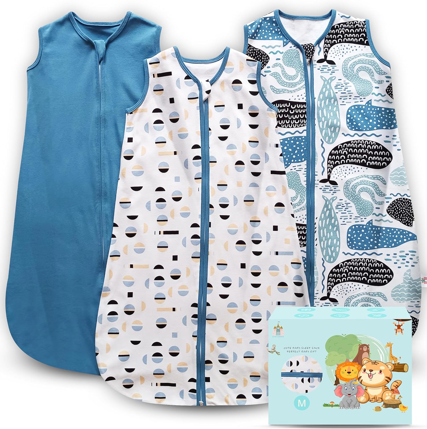Cute Castle Baby Sleep Sack 6-12 Months - Lightweight 100% Cotton 2-Way Zipper T...