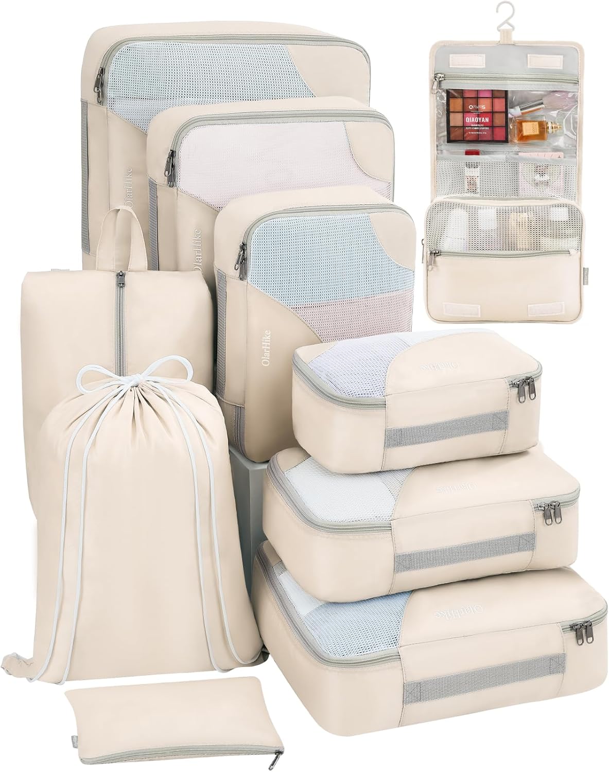 OlarHike Travel Essentials All Included 10 Set Sturdy Packing Cubes for Suitcase...