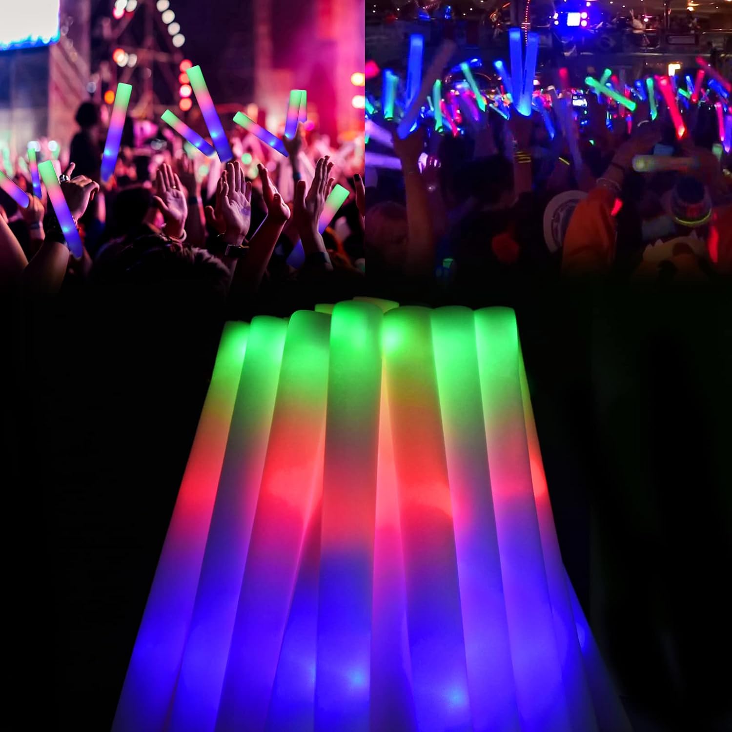 LifBetter Glow Sticks Bulk - 20Pcs LED Foam Sticks Glow Batons with Three Modes...