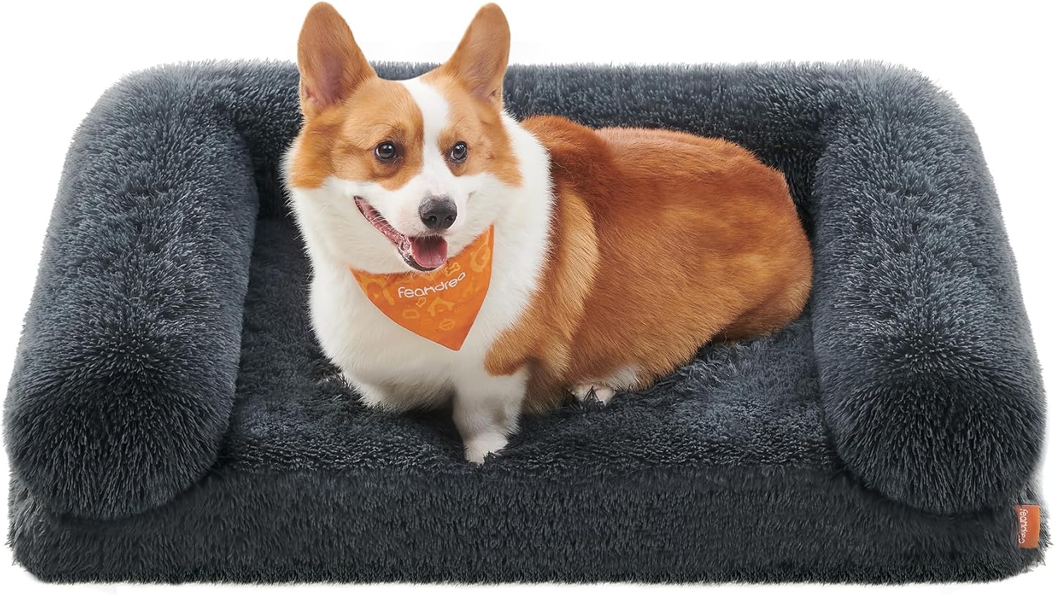 Feandrea Fluffy Large Dog Bed, L Orthopedic Dog Sofa Bed for Medium Dogs, Egg Cr...