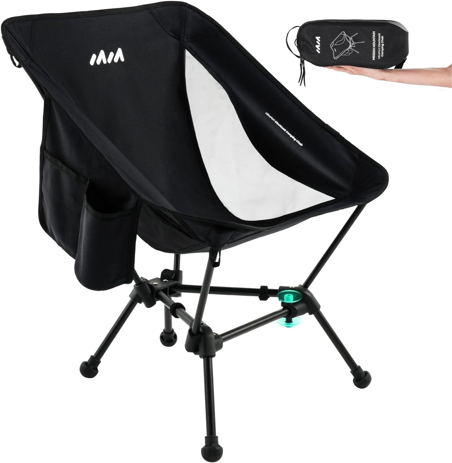 2-CinchLock Compact Camping Chair, Lightweight Folding Camp Chairs for Adults, P...