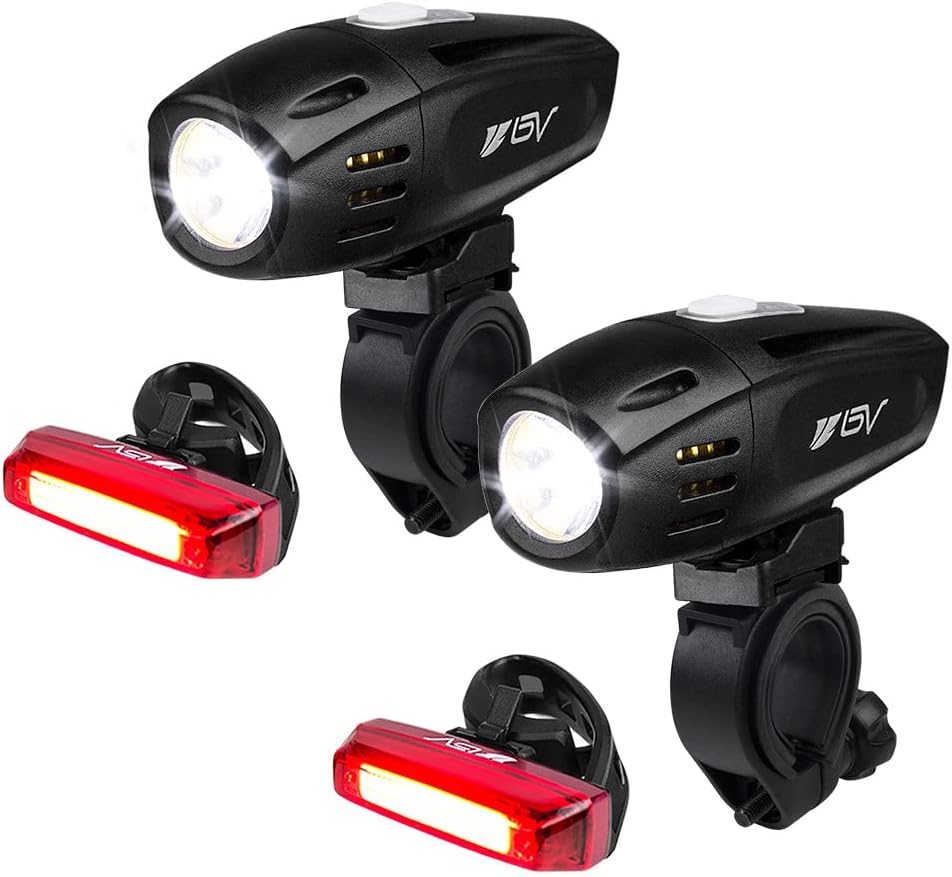 BV Bike Lights, Super Bright with 5 LED Bike Headlight & 3 LED Rear, Bike Lights...
