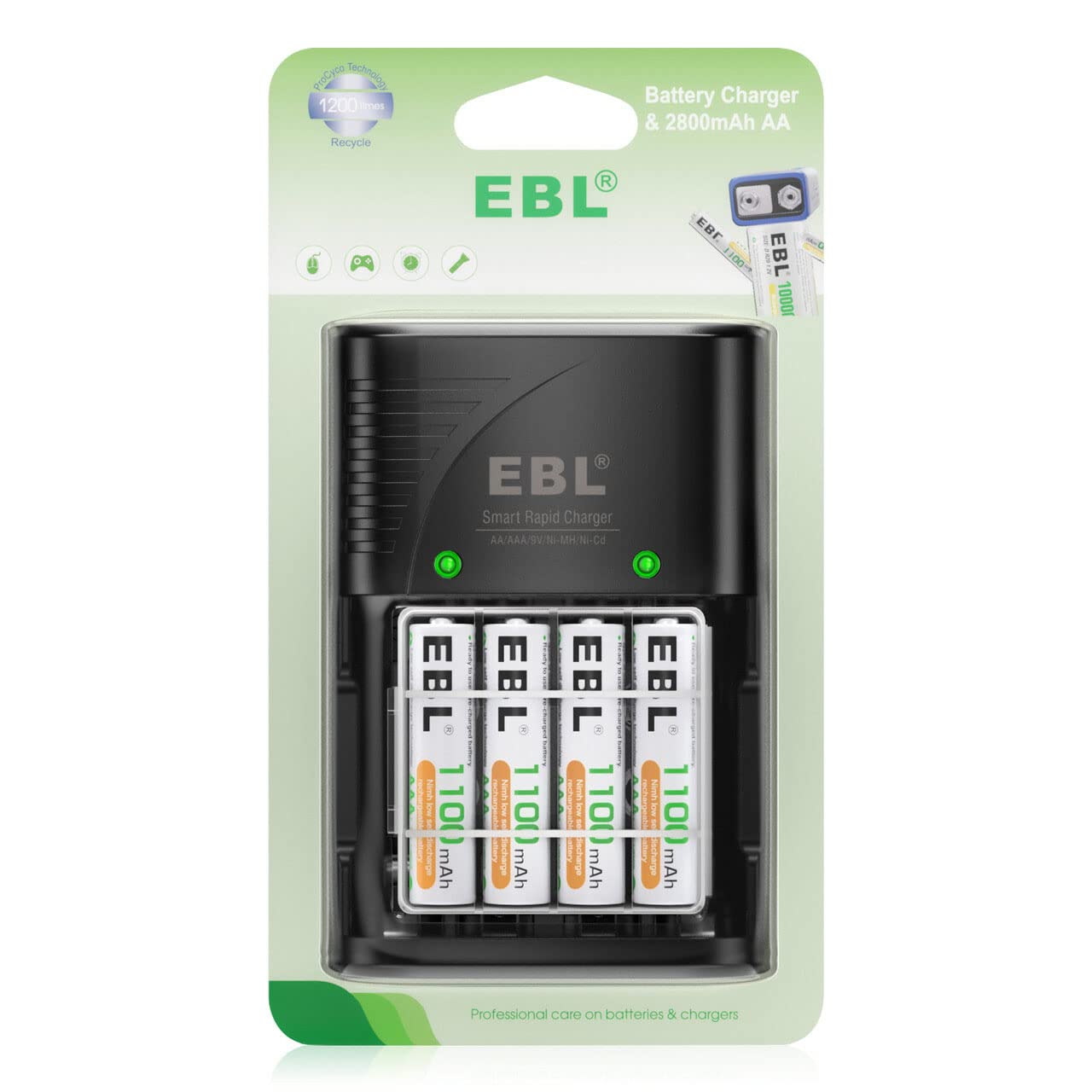 EBL Rechargeable AAA Batteries, 4-Pack Triple AAA Battery and AA AAA Battery Cha...