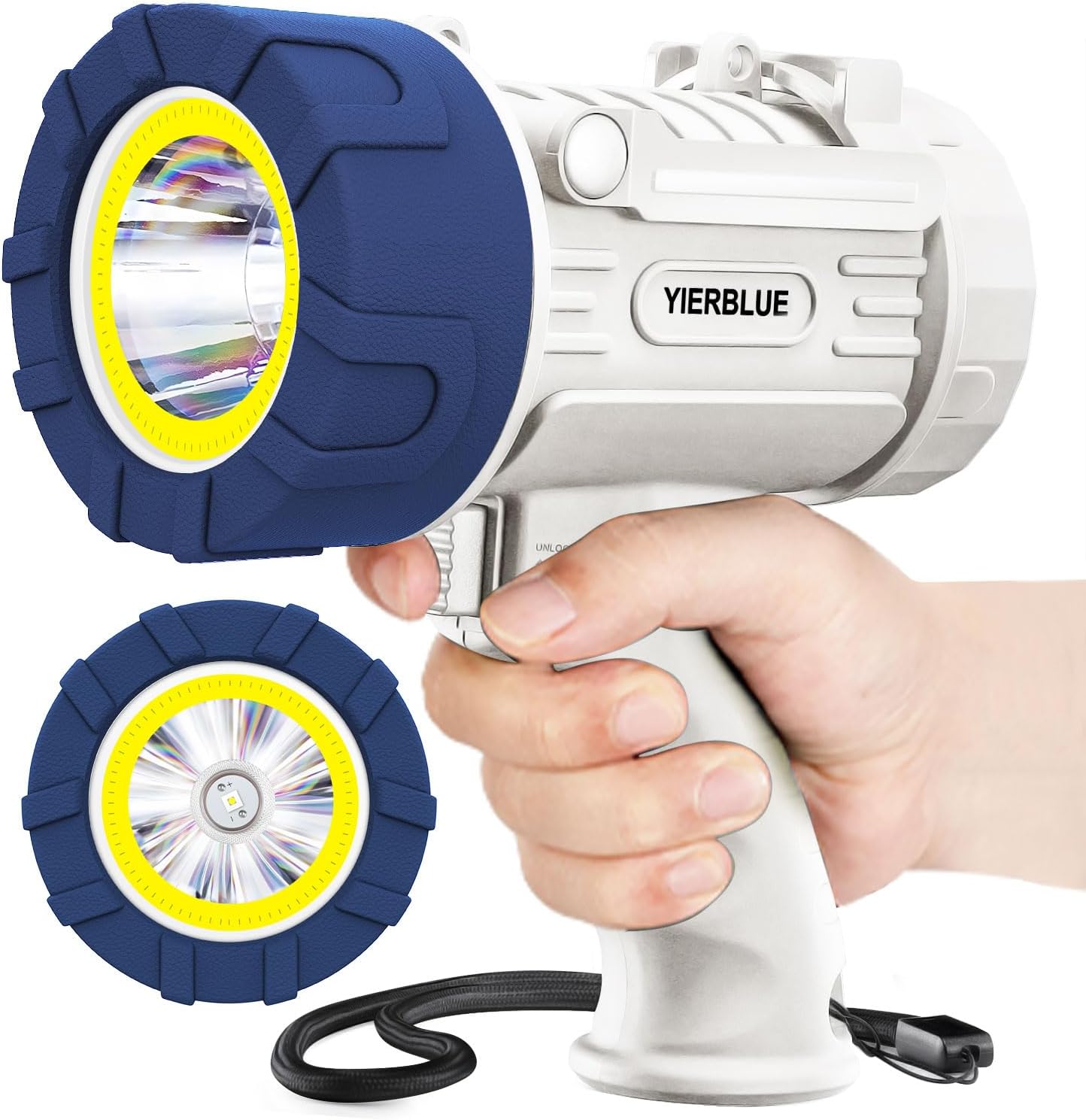 YIERBLUE Rechargeable Spotlight Floodlight Combo 1000,000 Lumen LED, IP67 Waterp...