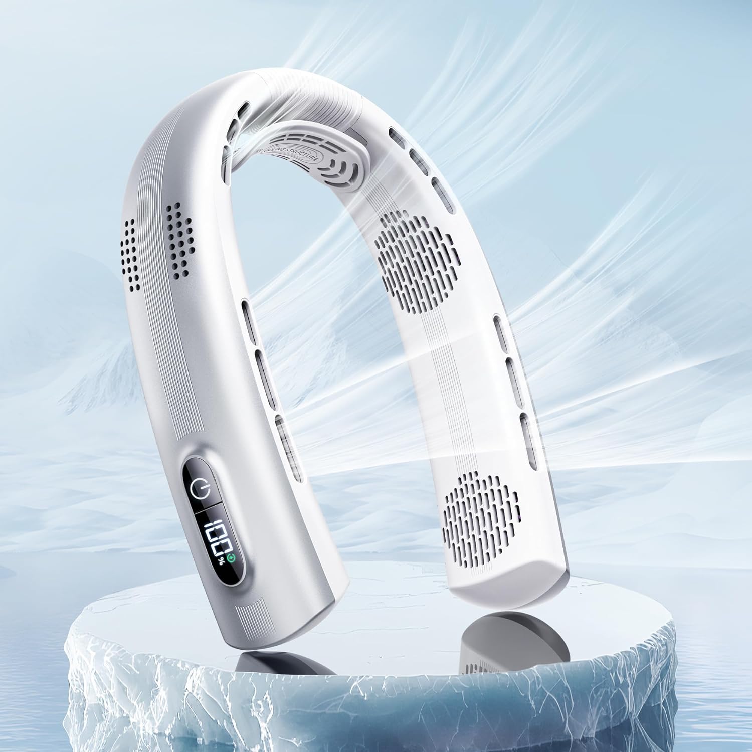 Portable Neck Fan - 4 Turbines Neck Fan Rechargeab...