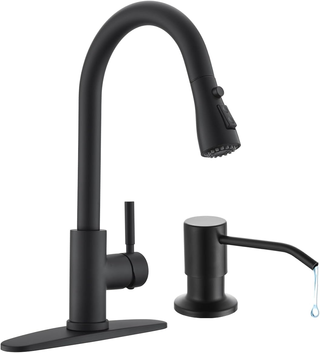 Arofa Kitchen Faucet with Soap Dispenser, Stainless Steel Kitchen Sink Faucet wi...